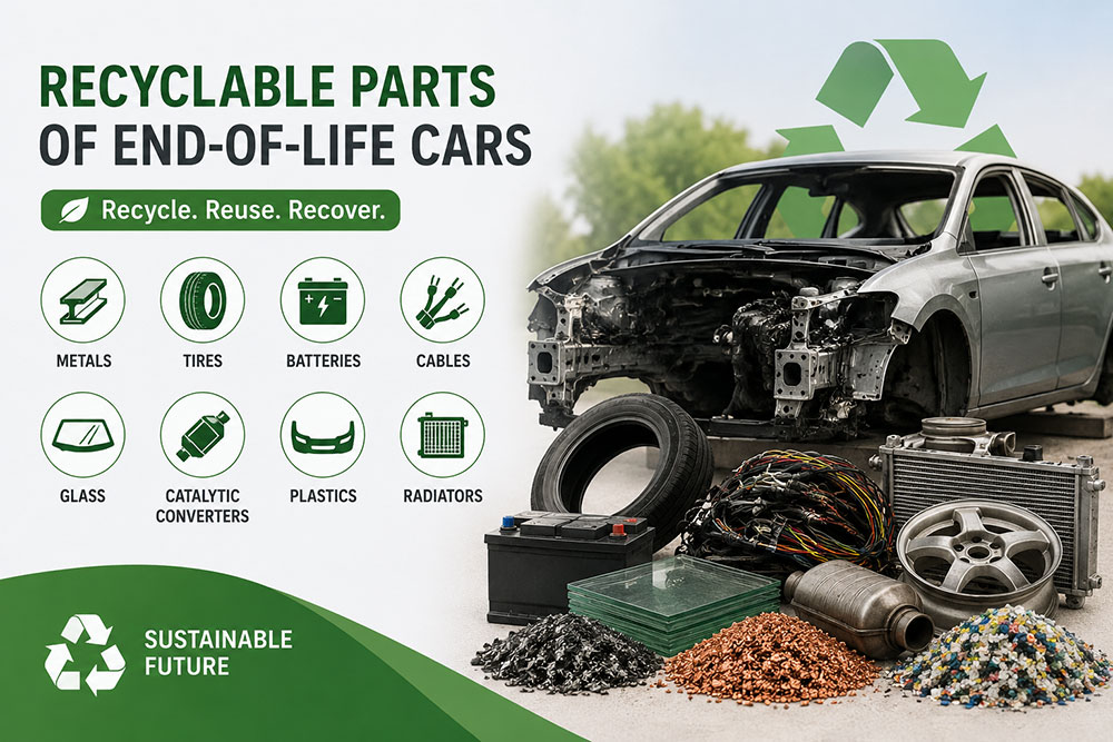Welche Teile eines Schrottautos können recycelt werden?